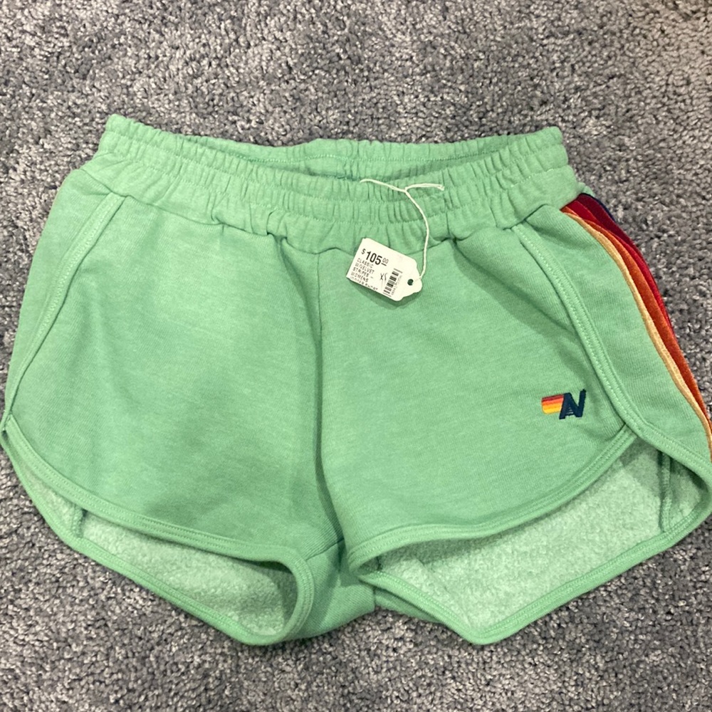 aviator nation green velvet shorts